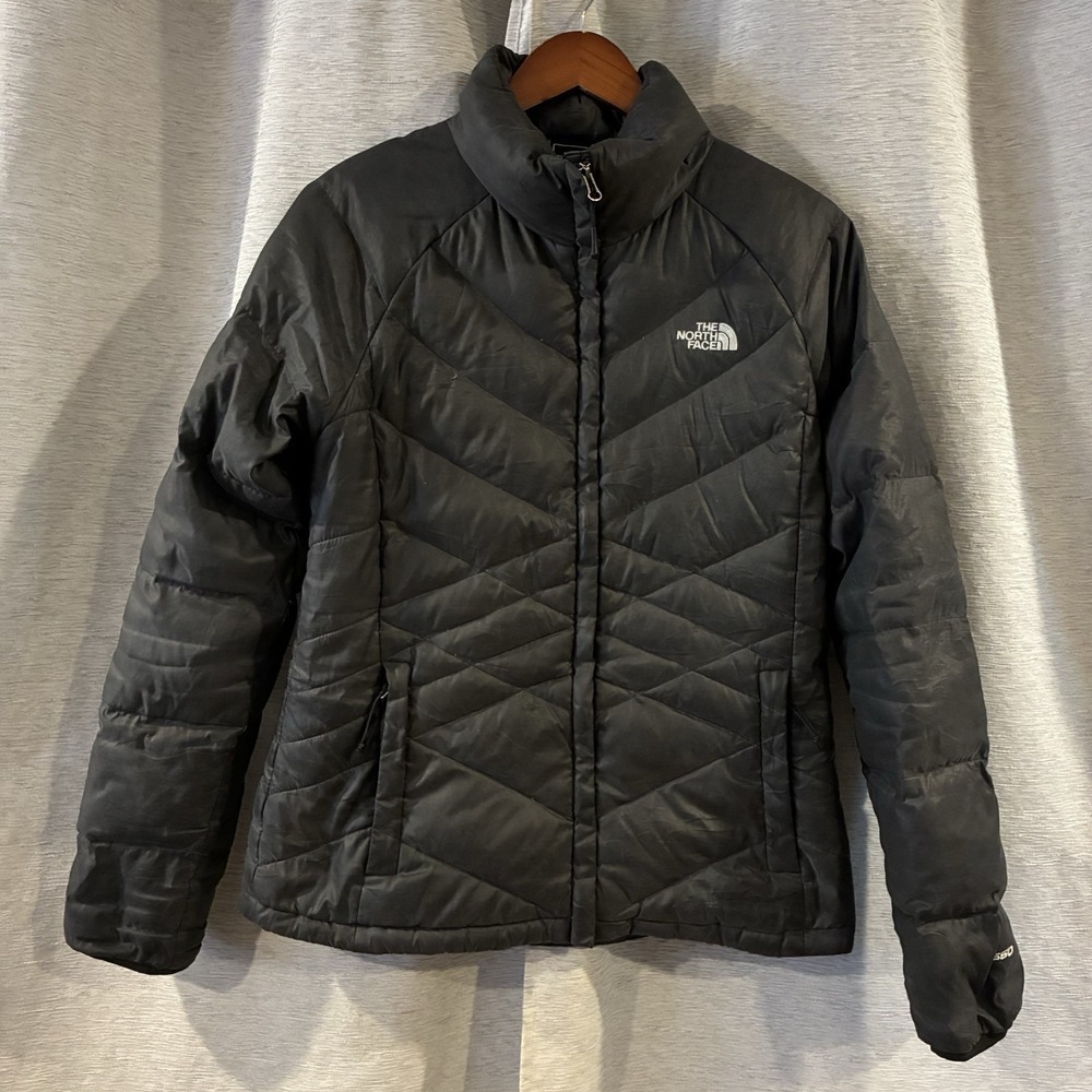 The North Face Puffer Jacket Women Medium Black 550 Goose Down Coat Zip Up‎